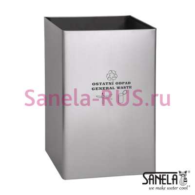 Нержавеющее мусорное ведро, надпись "не сортированный мусор" SLZN 49AD арт: 85493 Sanela Чехия (фото, схема)