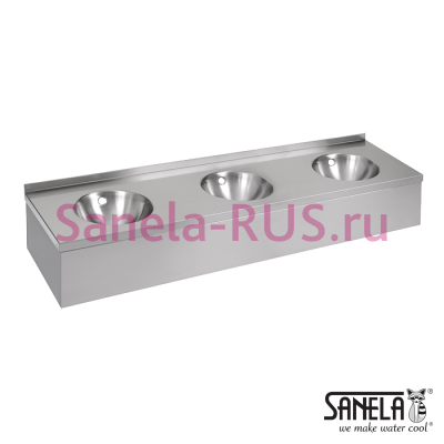 Нержавеющая раковина с тремя чашами с облицовкой SLUN 20P арт: 93207 Sanela Чехия (фото, схема)