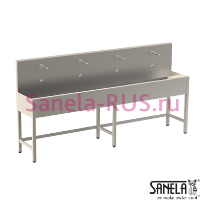 Нержавеющая раковина коллективная на ножках 2500мм SLUN 52ET арт: 93523 Sanela Чехия (фото, схема)