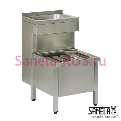 Техническая мойка для уборщиц с сенсорным смесителем SLVN 02E арт: 98021 Sanela Чехия (фото, схема)