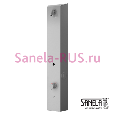 Нержавеющая жетонная душевая панель с пьезо кнопкой и термостатическим смесителем SLZA 29T арт: 89291 Sanela Чехия (фото, схема)
